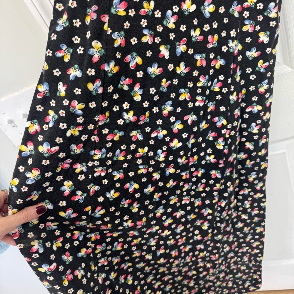 Vintage 80s No Boundaries Black Floral Sleeveless Dress - Picture 6 of 7